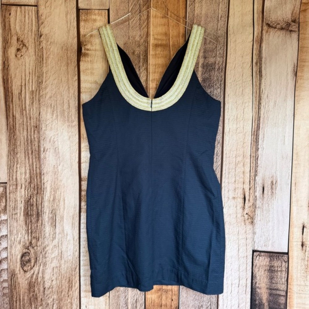Lilly Pulitzer Valli Shift Dress Navy Gold Vacation Coastal Preppy Size 14 NWT - Picture 4 of 8